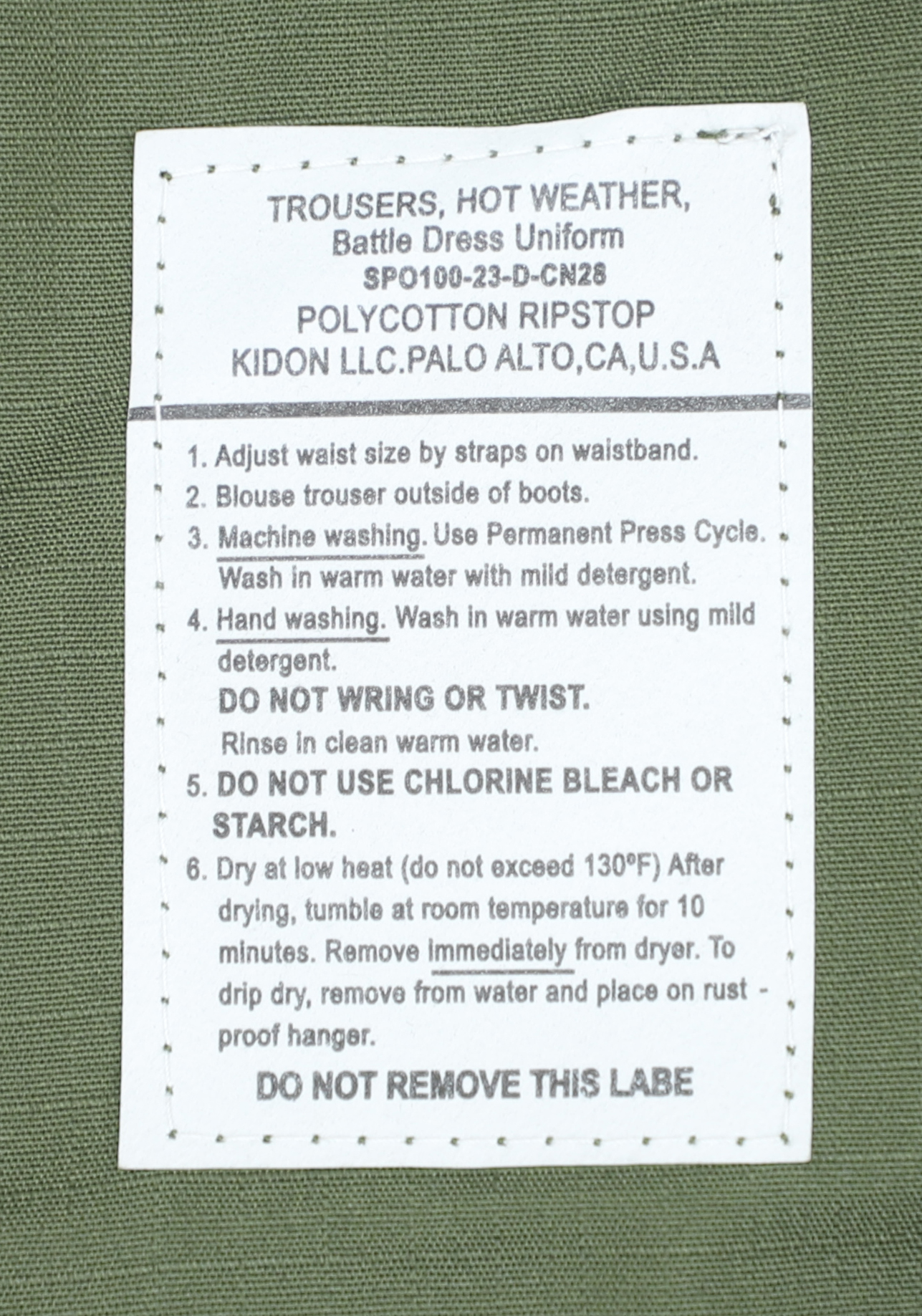 KIDON U.S.A. Battle Dress Uniform パンツ