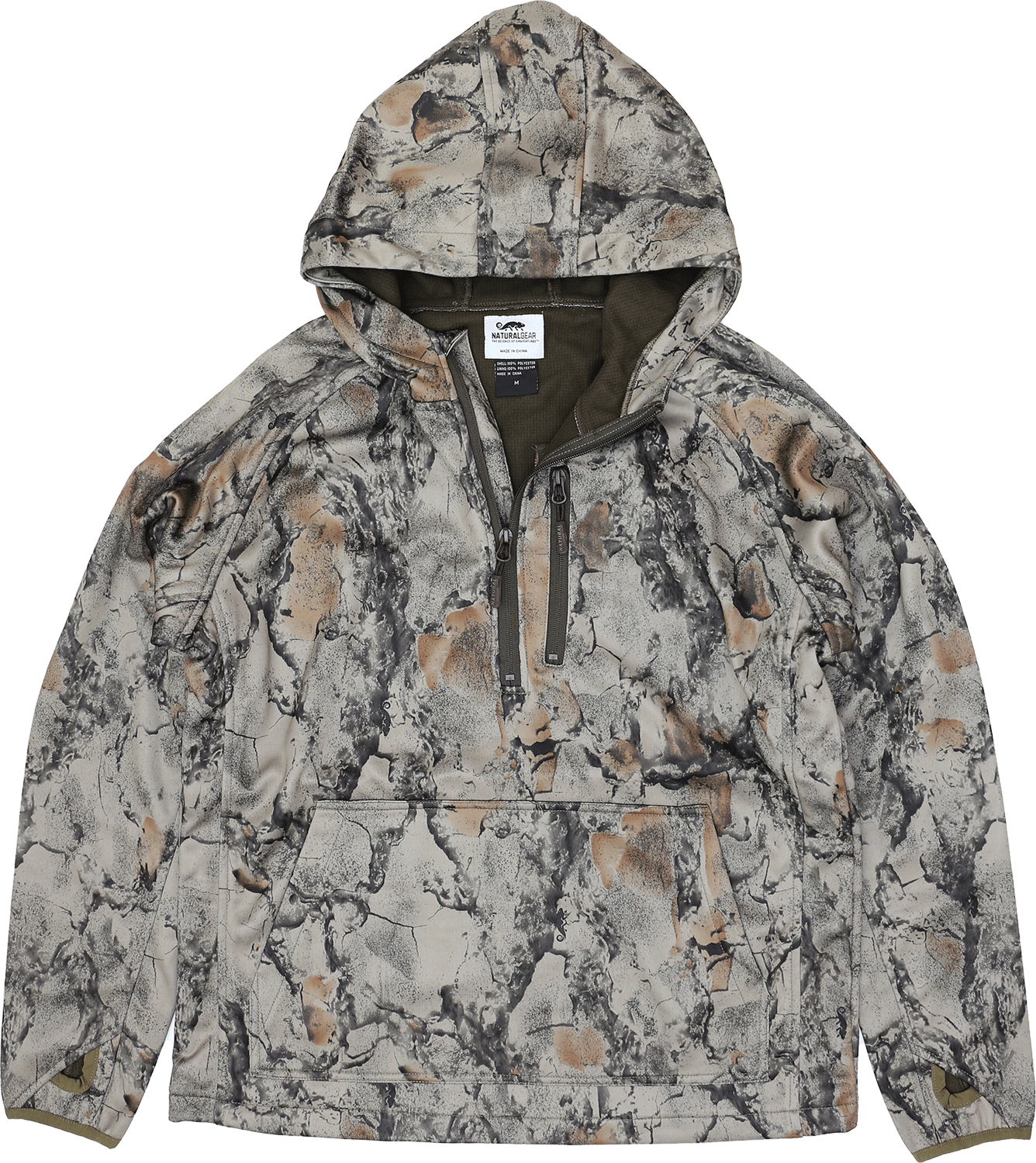 NATURAL GEAR ANORAK HOODIE GRID FLEECE LINER